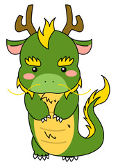 お辞儀をしている龍のイラスト素材