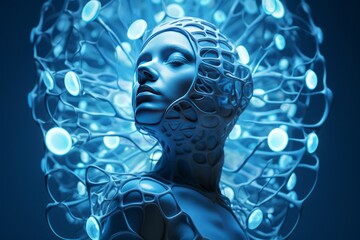 Naklejka premium Unveiling the Inner Spark: A Detailed Portrait Exploring the Fusion of Biological Energy and Human Form
