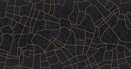 Navigate mapping technology for distance data, path turns. Abstract map with unique lines, geometric patterns background. Huge city top view. Streets, blocks, route for movement on the streets. Vector