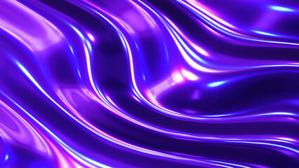 Purple blue shiny background, latex  glossy neon colors lustrous texture pattern wallpaper, 3d render illustration.