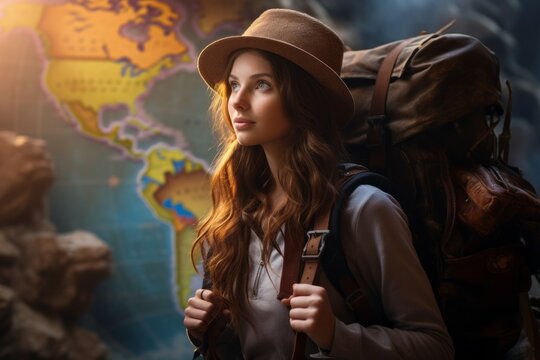An image of a young woman exploring new destinations around the world, her liberated and adventurous spirit evident as she immerses herself in diverse experiences