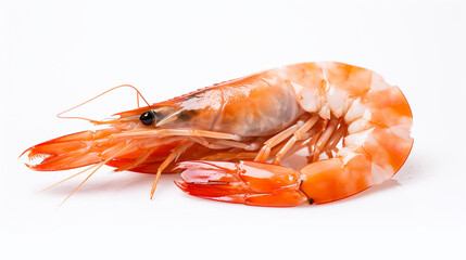 Fresh cooked shrimp isolated on white background. Seafood. Made with generative ai