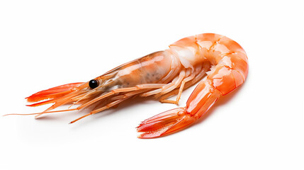 Fresh cooked shrimp isolated on white background. Seafood. Made with generative ai