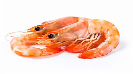 Fresh cooked shrimp isolated on white background. Seafood. Made with generative ai