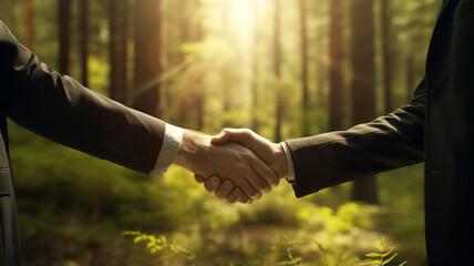 Politicians make business deals. - close up of handshake - obrazy, fototapety, plakaty