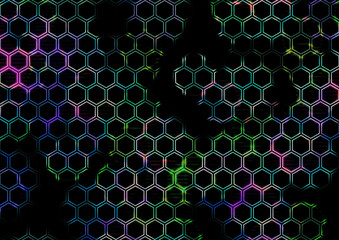Hexagonal pattern with colored dots and shadow. - 676301937