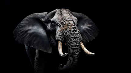 Foto op Aluminium portrait of an African Elephant on black background © sema_srinouljan