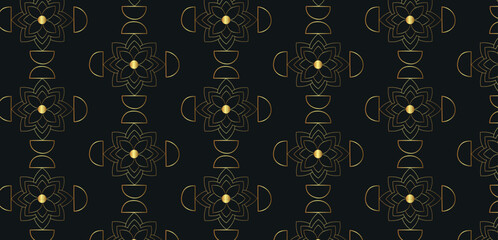 Arab floral arabesque gold seamless pattern design