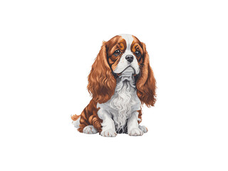 Watercolor spaniel dog decorated with flowers vector illustration clipart