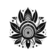 Minimalist abstract leaf with ornament.