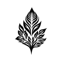 Minimalist abstract leaf with ornament.