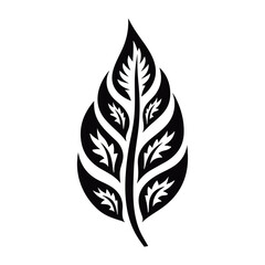 Obraz premium Minimalist abstract leaf with ornament.