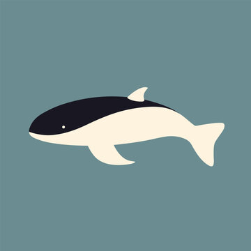 Marine wildlife conservation organization filled colorful logo. Floating oceanic killer whale. Design element. Created with artificial intelligence. Ai art for corporate branding, waterpark startup