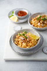 Chicken with couscous and avocado