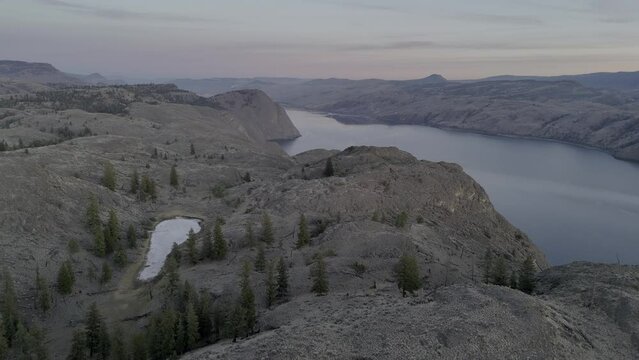 Desert Oasis from Above: Drone Glimpses of Kamloops Lake's Cliffside Grasslands