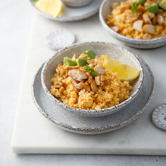 Chicken with couscous and avocado