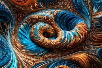 Liquid cerulean and topaz swirling in a never-ending spiral of color