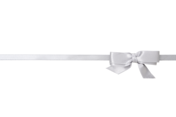 PNG, White ribbon with bow, isolated on white background