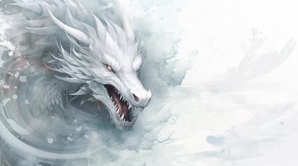 Cloudy White Dragon Head Background