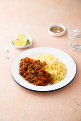 Minced beef ragout with couscous