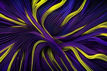 Neon yellow and electric purple intermingling in a surreal, high-definition abstract background.