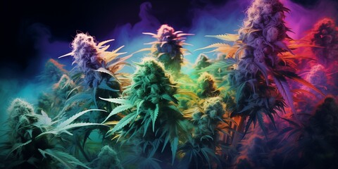 Bright and colorful marijuana poster - obrazy, fototapety, plakaty