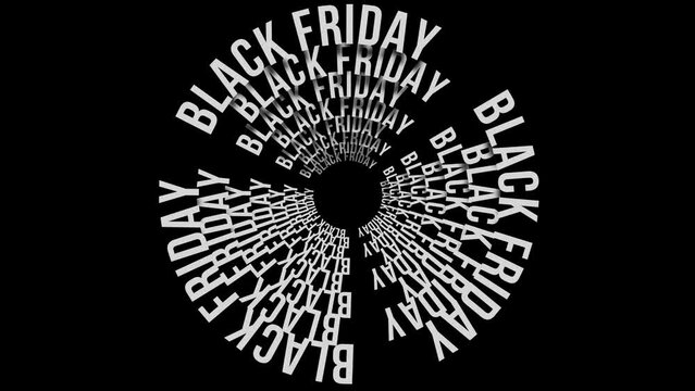 Black Friday Sale kinetic typography tunnel spins text rotation 4K