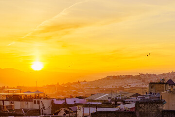 Rooftop view at sunrise, Medina of Fes