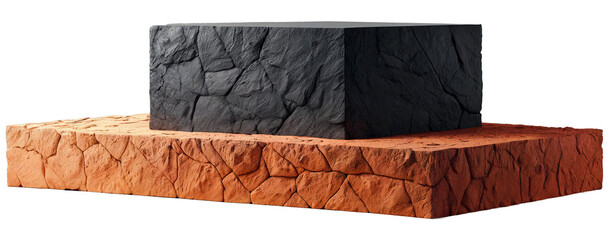 Rectangular pedestal in black and orange to look like stone
