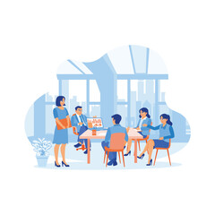 Diverse business professionals are holding a meeting in the office. Work together and discuss with each other during discussions in the modern office. Business people in office workplace concept. 