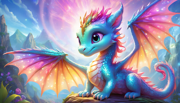 cute cartoon baby dragon fantasy