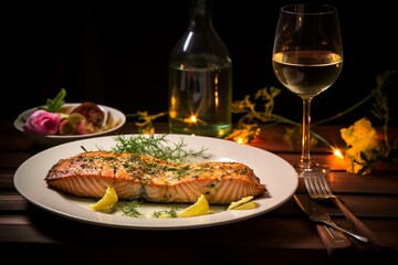 Savor the Sea: Grilled Salmon Plate with White Wine Pairing