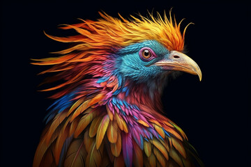  Immerse yourself in the vibrant world of wonder with this creatively crafted illustration showcasing the brilliance of an exotic and colorful bird. Ai generated