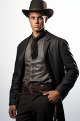 Historical man on white background, stock image