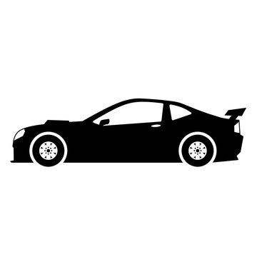 Sport car icon vector. Sport race car silhouette for icon, symbol or sign. Fast sport car graphic resource for transportation or automotive © Moleng