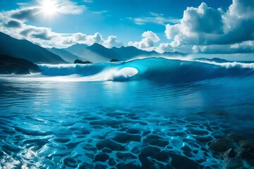 Azure and cerulean waves, like a liquid ocean under an endless sky.