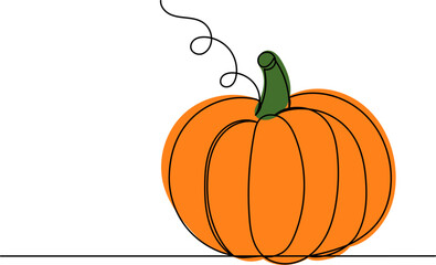 pumpkin sketch, continuous line drawing, vector