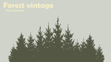 Coniferous forest silhouette vector background - obrazy, fototapety, plakaty