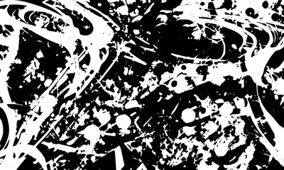 Grunge chaotic detailed black abstract texture. Vector background