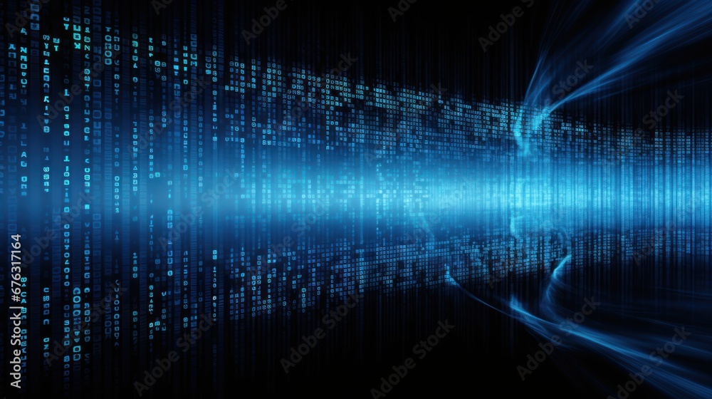 Poster abstract blue digital binary data on computer screen background