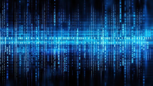 abstract Blue digital binary data on computer screen background