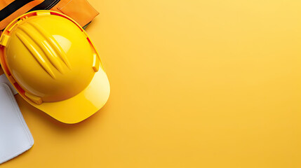 construction helmet on a yellow background 