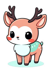 Cute Deer cartoon illustration on a transparent background PNG