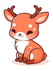 Fototapeta premium Cute Deer Good mood Cartoon on a transparent background PNG