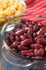 Sweet corn and boiled red beans.