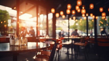 Blur in a luxurious restaurant or cafe in the city, blurred image for graphic work
