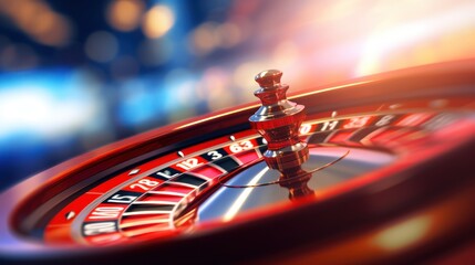 Blurry motion background and spinning roulette casino ,casino background