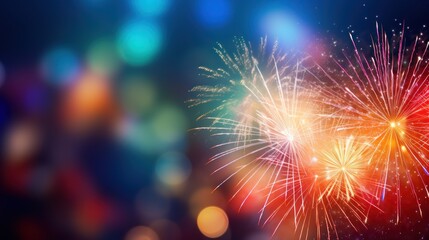 Colorful firework with bokeh background ,background for graphics