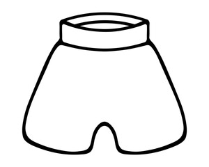 Knitted shorts. Sketch. Women's sportswear. Vector illustration. Doodle style. Outline on isolated background. Coloring book for children. Ladies' summer casual outfit. Idea for web design.