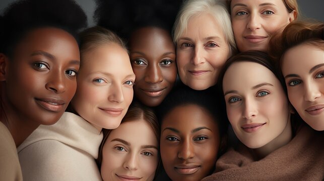Group photo of women of different age taking care after skin condition
